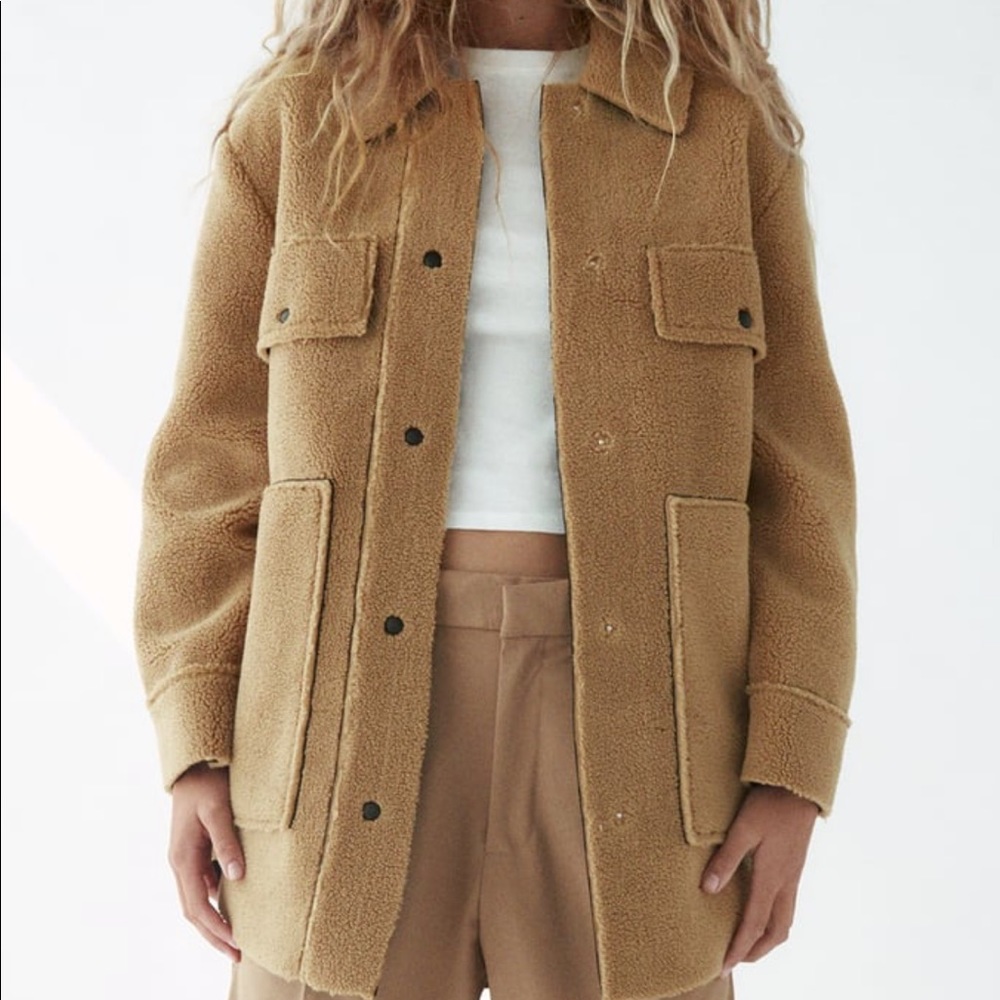Zara Double faced overshirt beige M NWT shacket